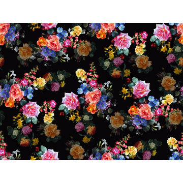 Черные цветы напечатано нейлона купальники ткани (ASQ093)